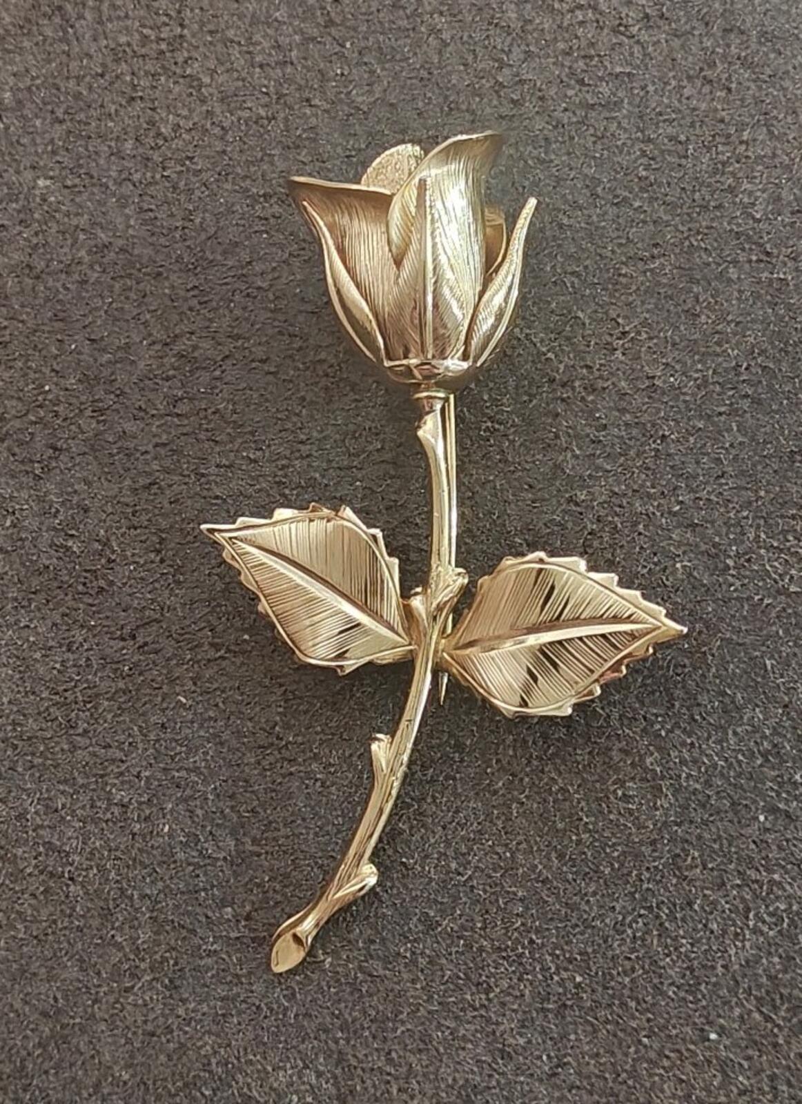 1960s/70s Gold Tone Textured Rose Brooch