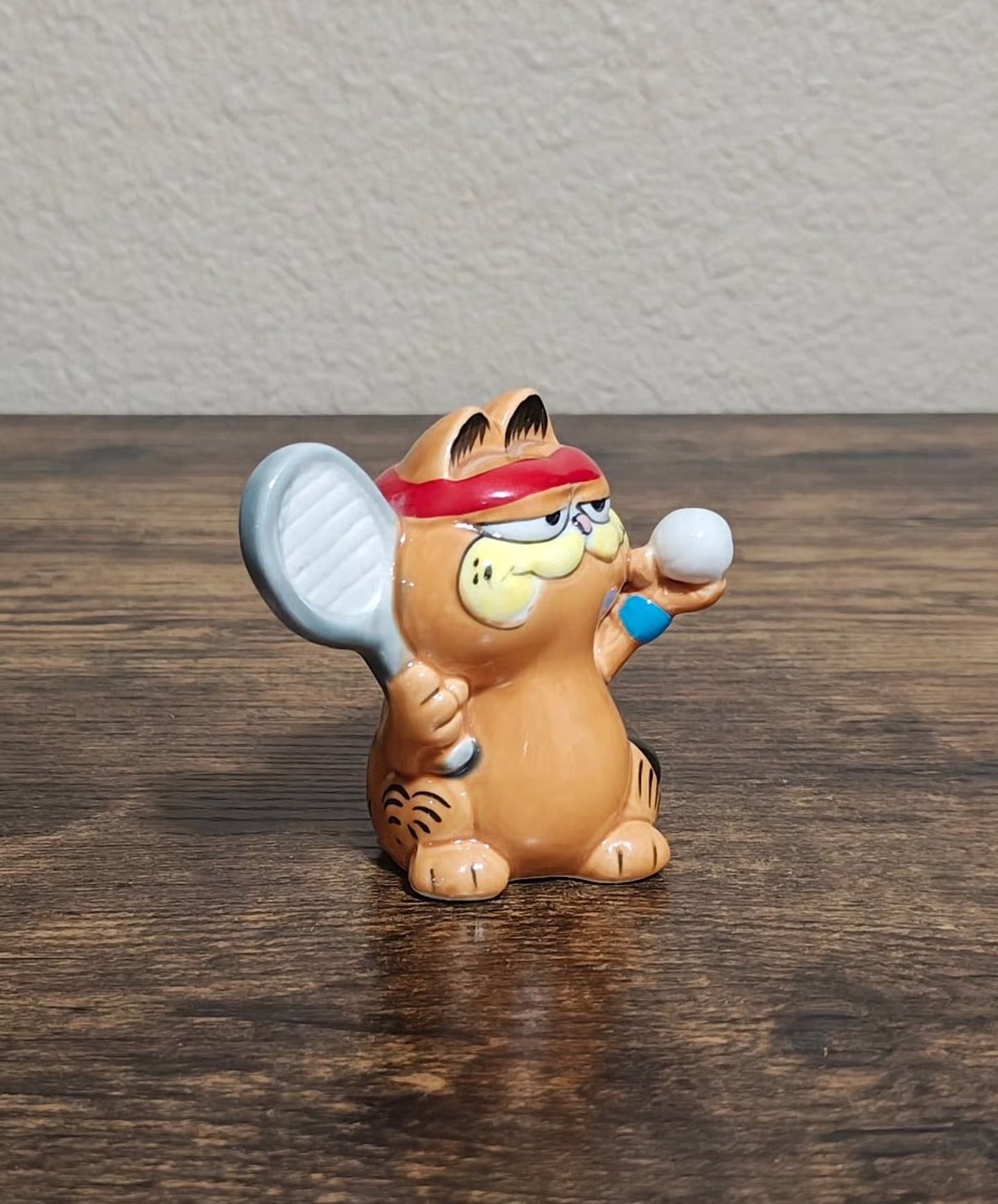 1981 Vintage Enesco Ceramic Garfield  Tennis Player Figurine