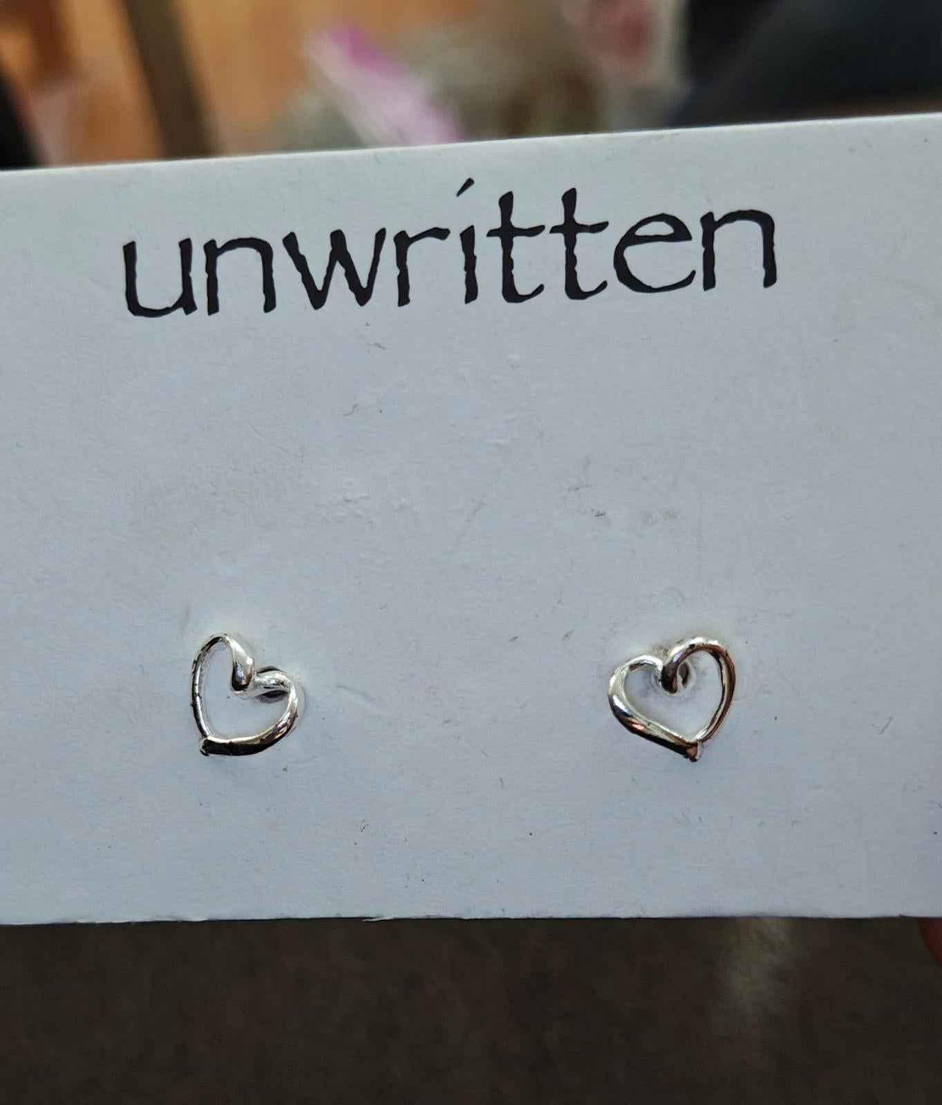 Unwritten Small Sterling Silver Open Heart Stud Earrings