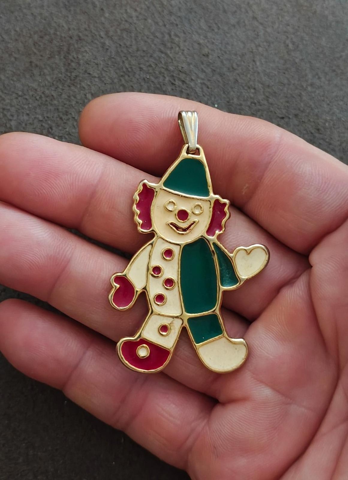 1980's Wallace Silversmiths Enamel Clown Cookie Cutter Ornament Pendant