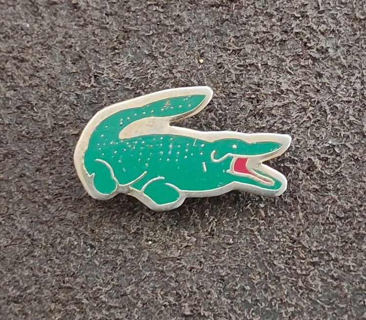 1980s Rare & Hard To Find Lacoste Gold Tone Enamel Crocodile Cloisonné Pin