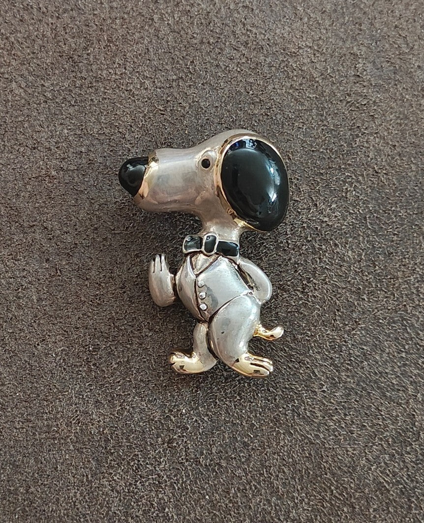 1970s Signed Best Snoopy Dual Purpose Silver Tone Pendant & Brooch Pin.
