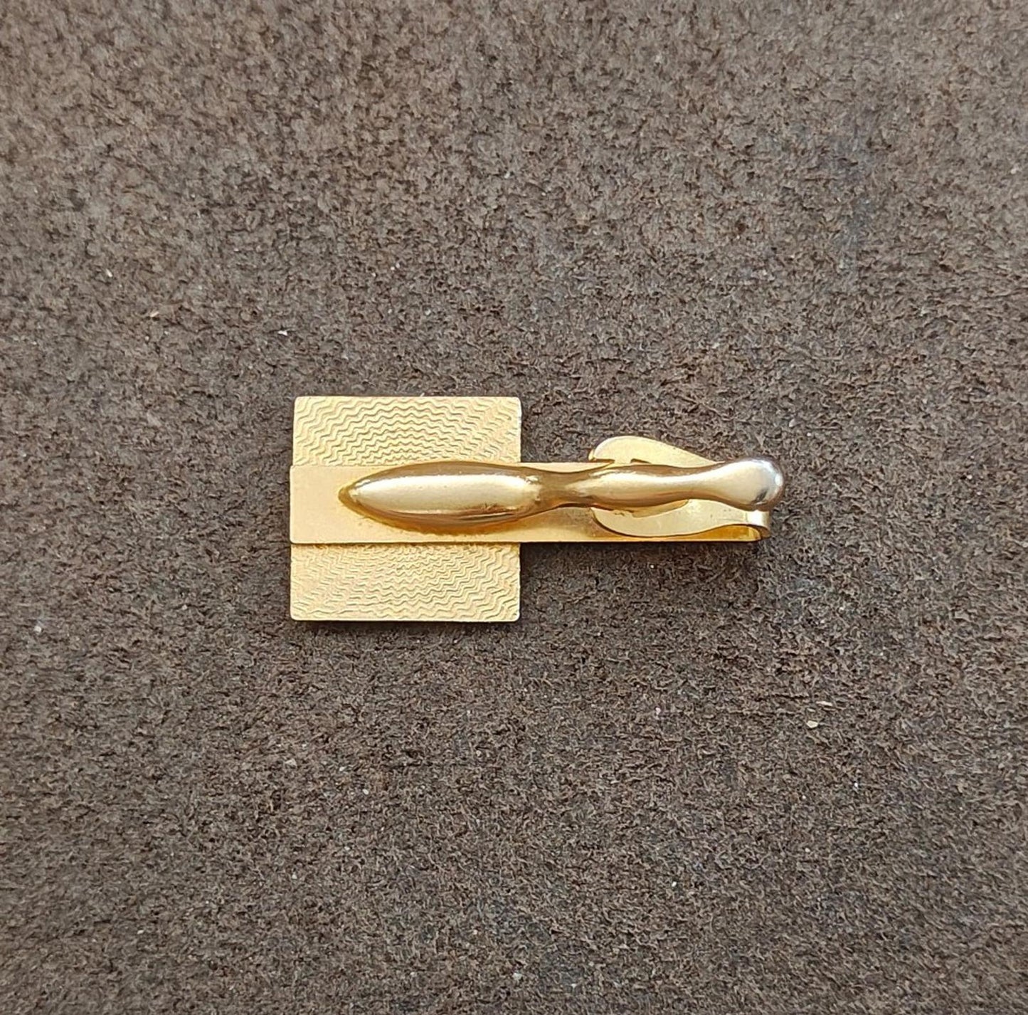 1960s Chequered Design Gold Tone Tie Bar