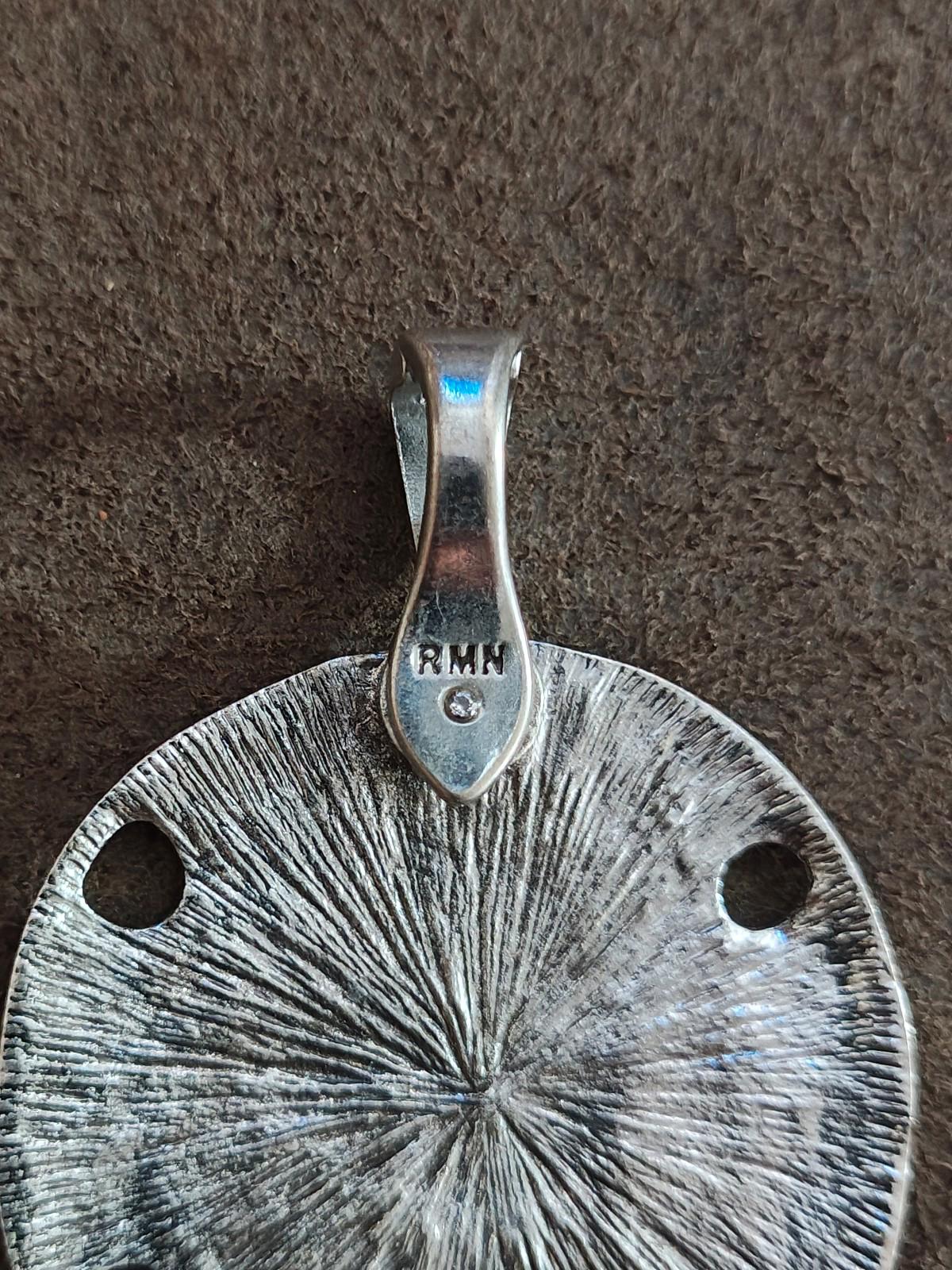 1970's Marked RMN Roman Sand Dollar Two Tone Large Pendant