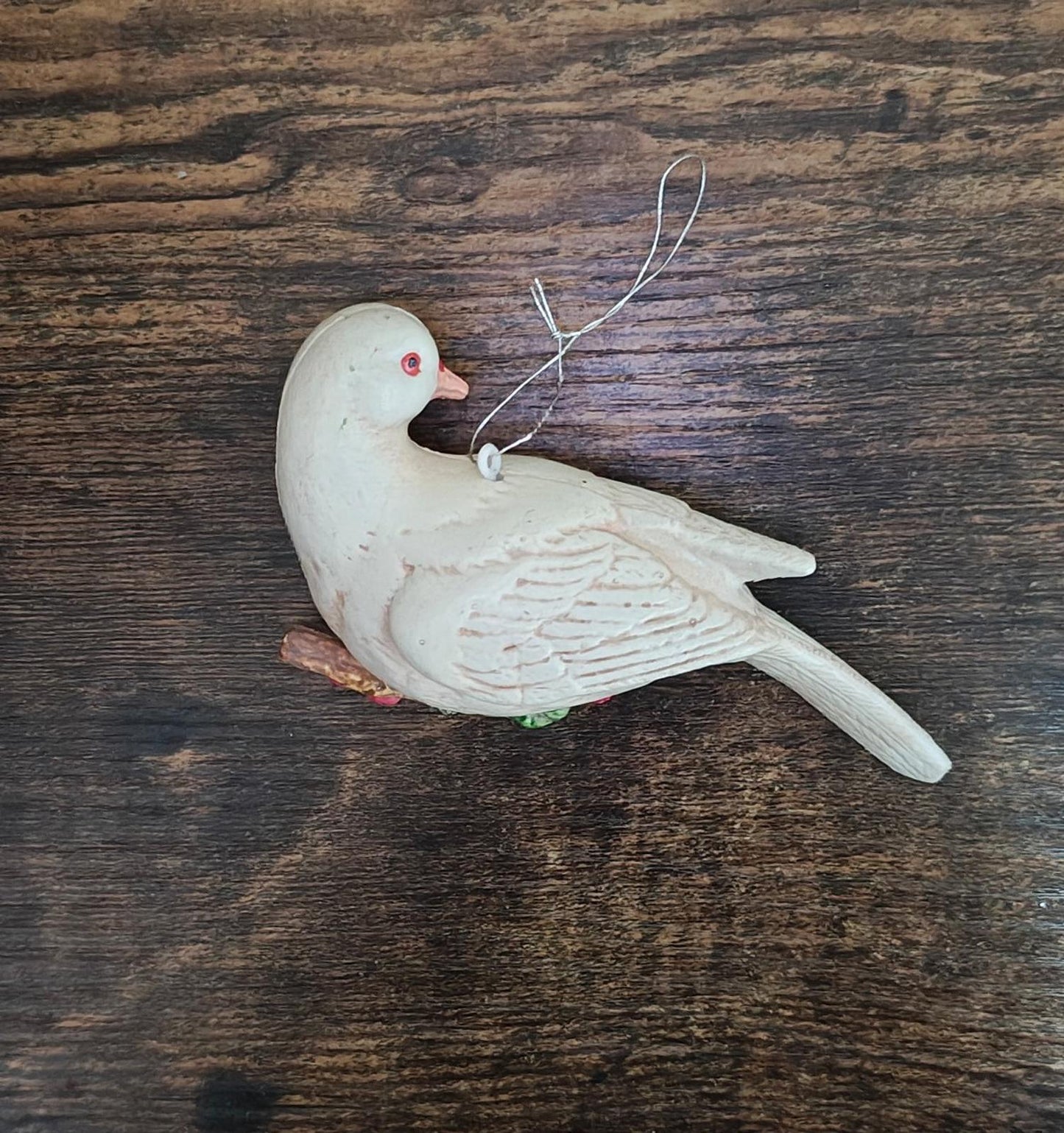 1960s Vintage White Dove Dove Plastic Christmas Ornament