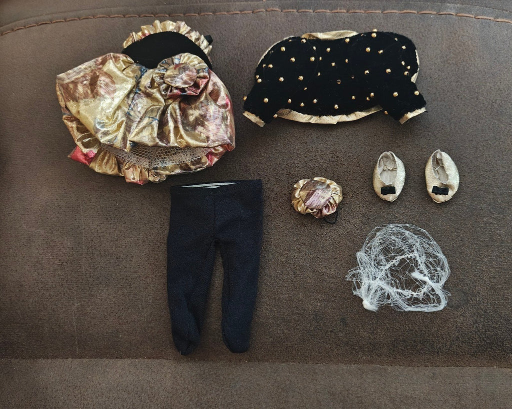1980s Vogue Ginny Doll 8" Opening Night Black Gold Velvet Outfit Set #70125