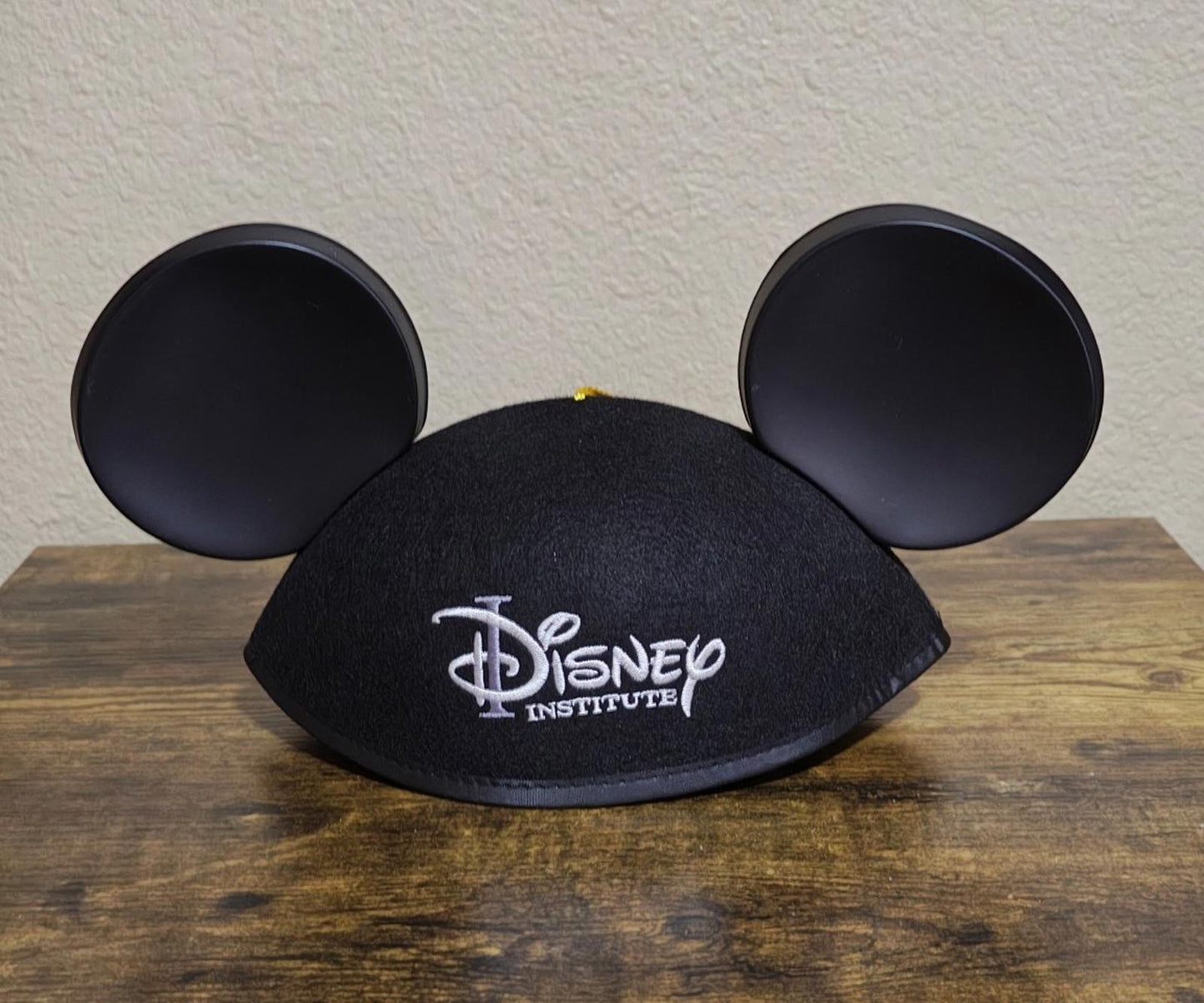 Cool Vintage 1990s Disney Institute Black & White Mickey Mouse Ear Hat.