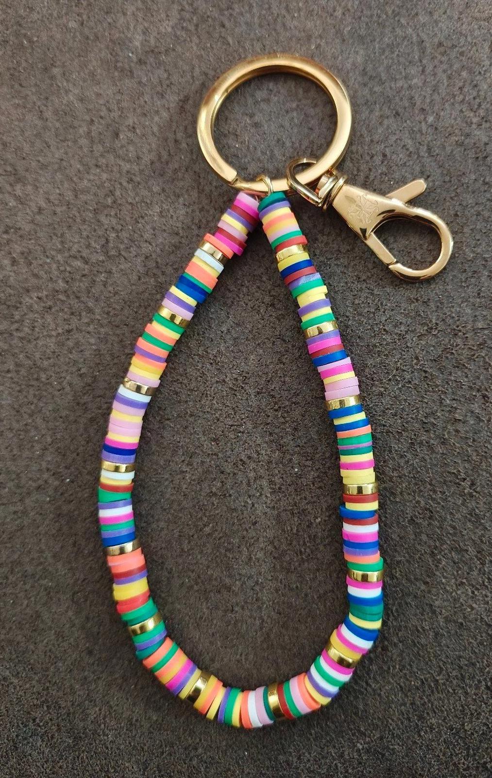 Colorful Handmade Heishi Beaded Bracelet Keychain