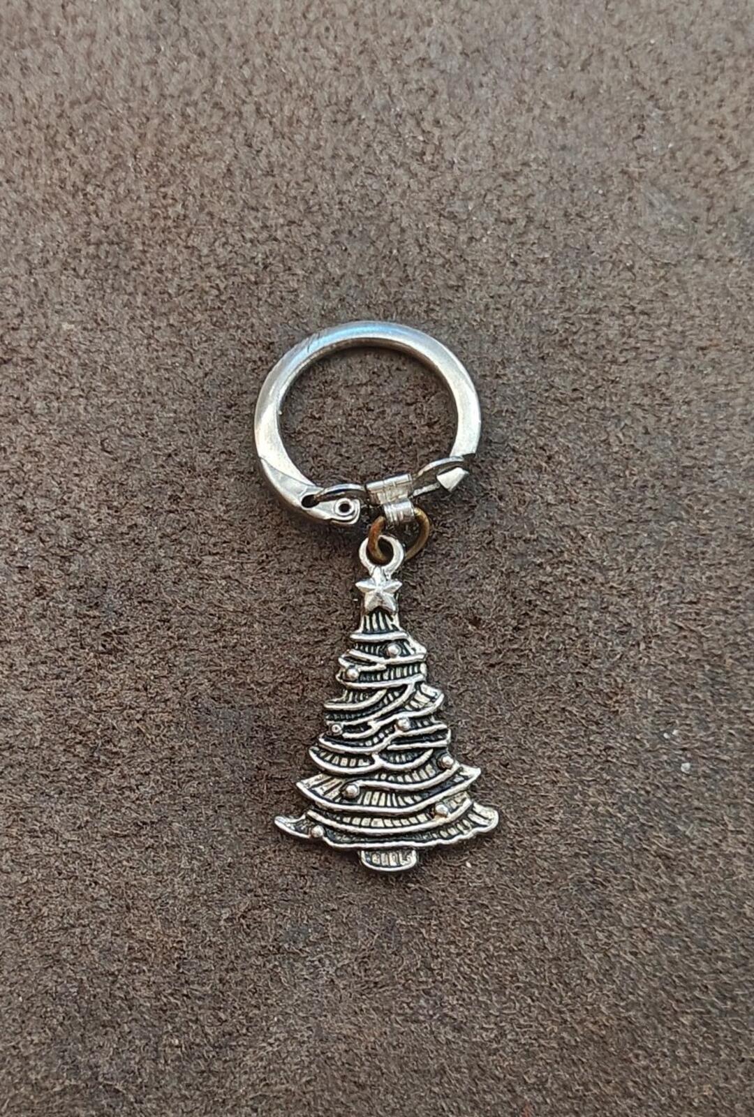 1980s Pewter Christmas Tree Keychain