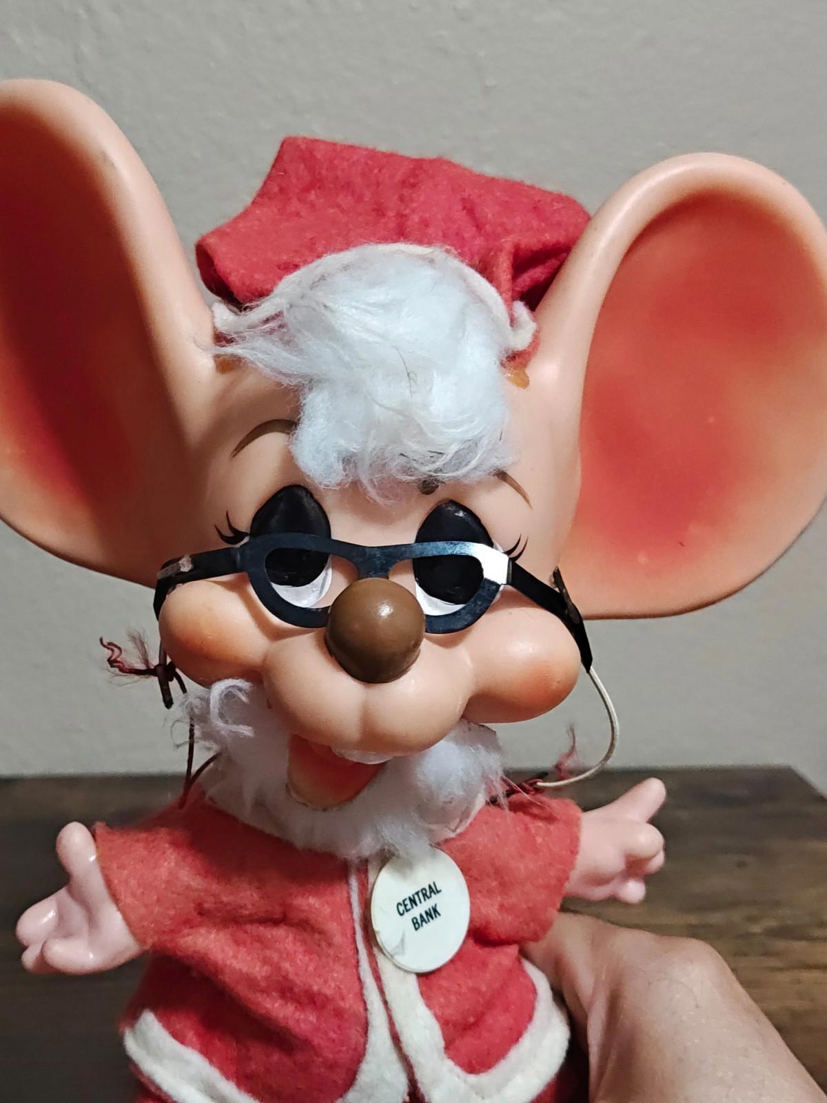 1970 Vintage Roy Des of Florida Big Ear Mouse Dressed In A Santa Claus Suit Bank