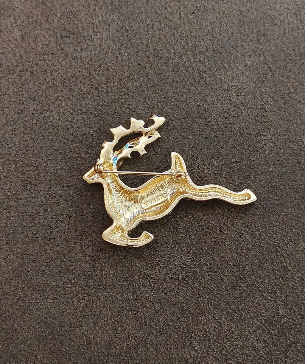 1980s Monet Reindeer Rhinestones Brooch