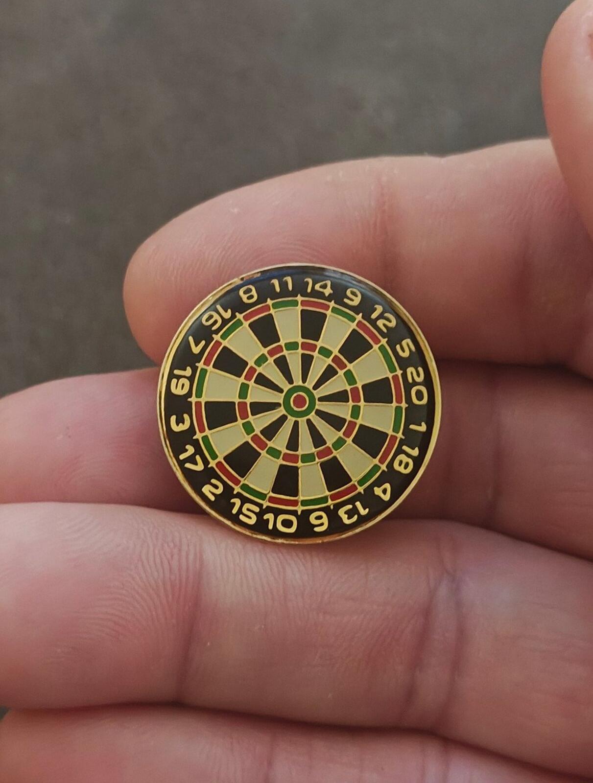 1980s Dartboard Gold Tone Enamel Pin