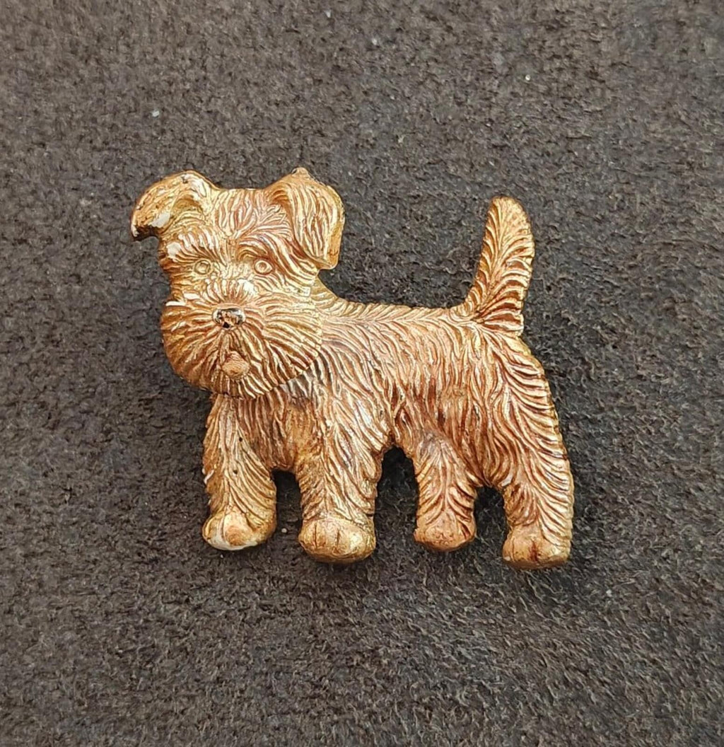 1940s/50s Articulated Head Molded Textured Terrier Brooch