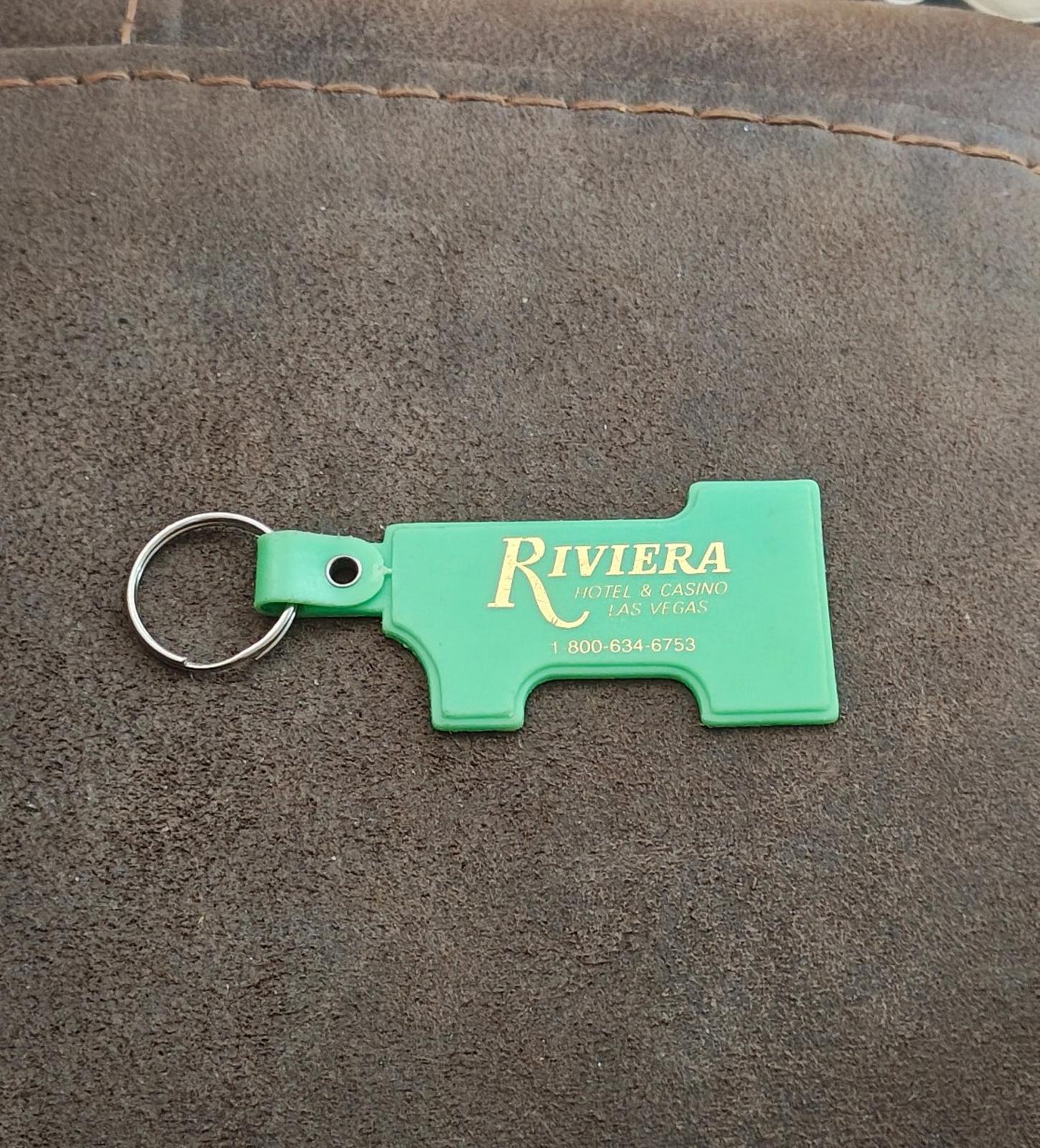 1990s Vintage Riviera Hotel & Casino Las Vegas Green Plastic Keychain