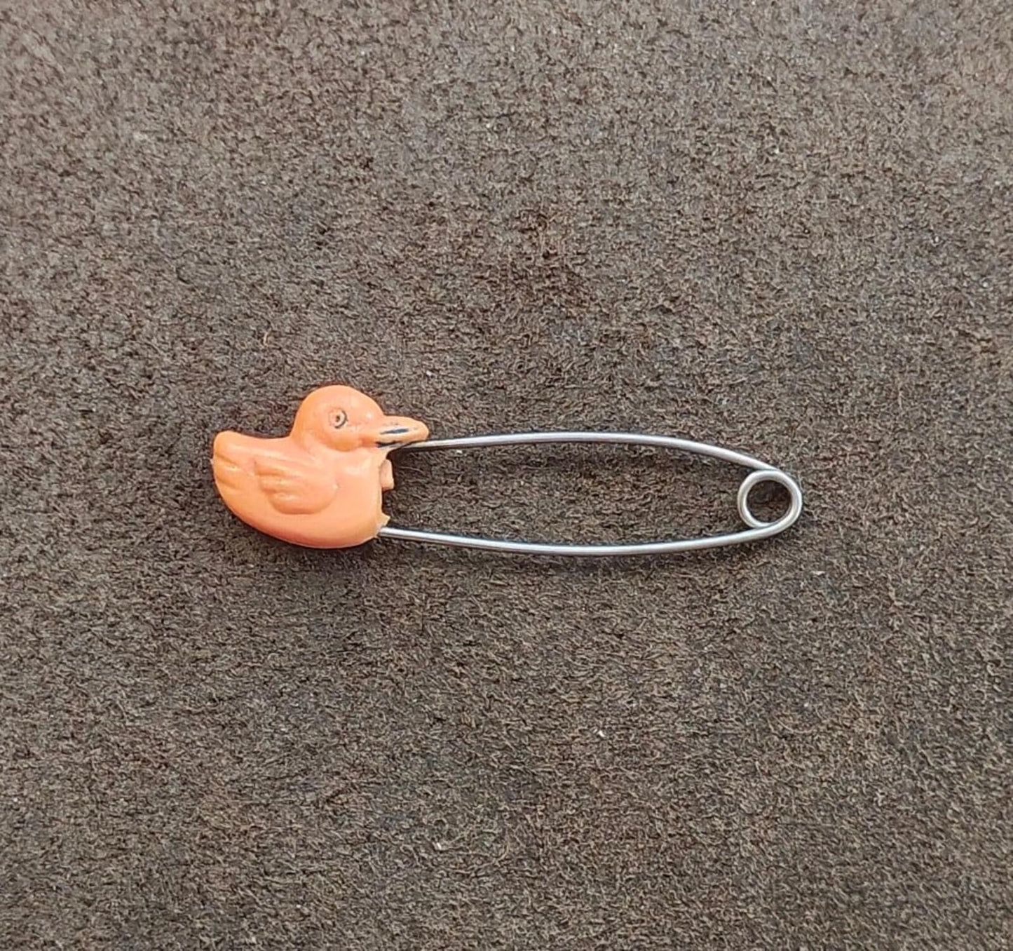 1970s Plastic Orange Duck Diaper Pin