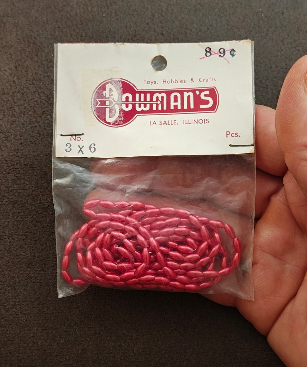 1960s/70s Pack Of Bowman's Brand Plastic Craft Beads From Lasalle Illinois NOS