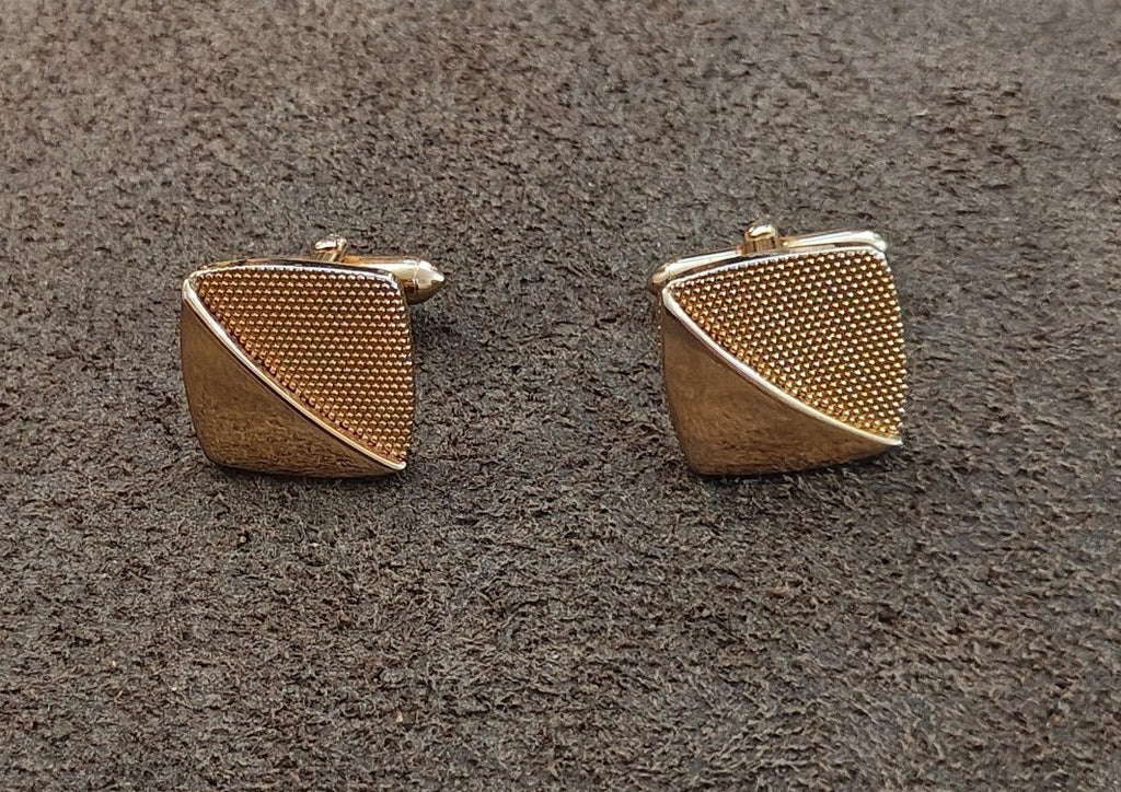 1950s/60s Swank Gold Tone Square Geometric Cufflinks