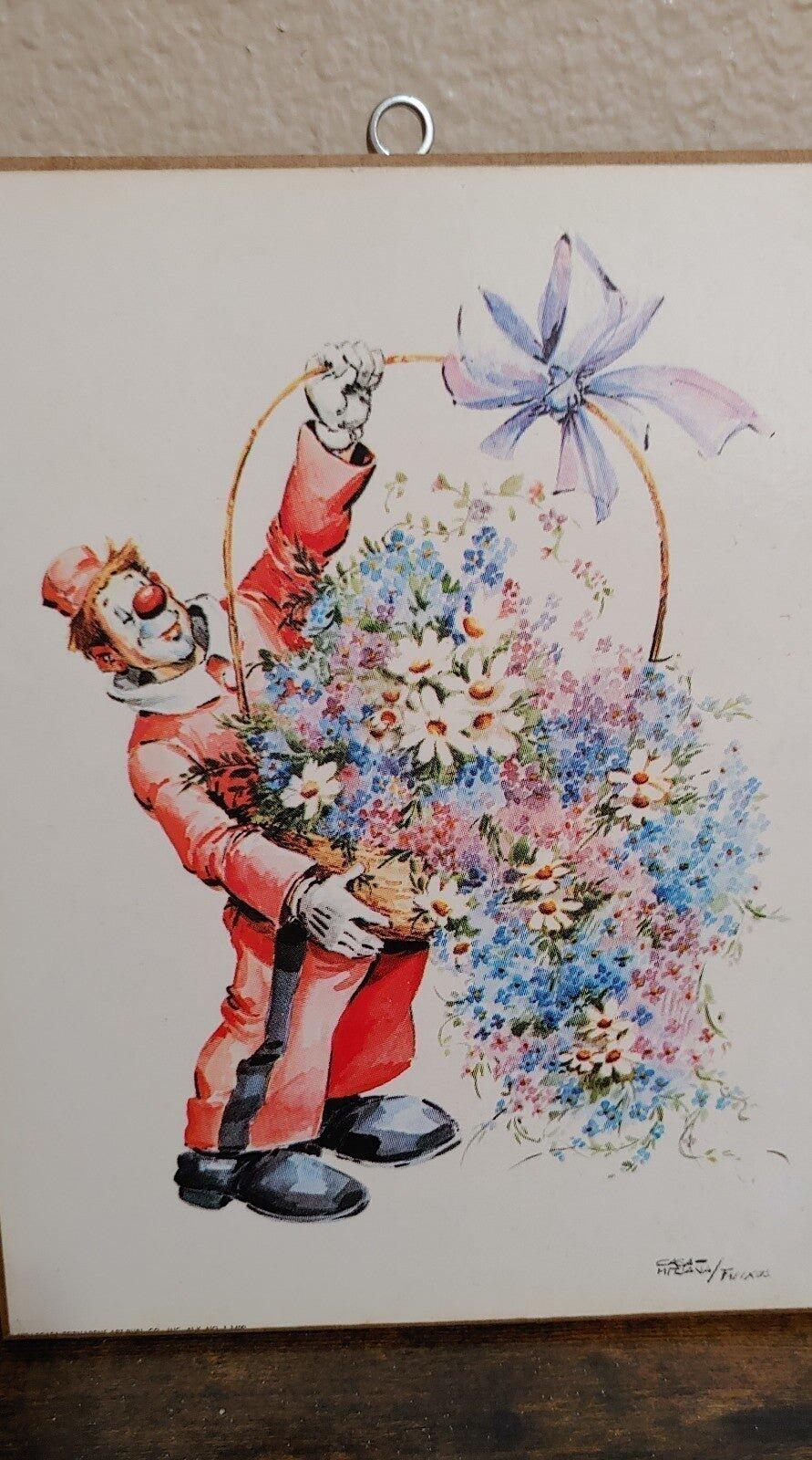 70s Clown Wooden Wall Art/ Plaque By CASA-MITJANA/FREIXAS