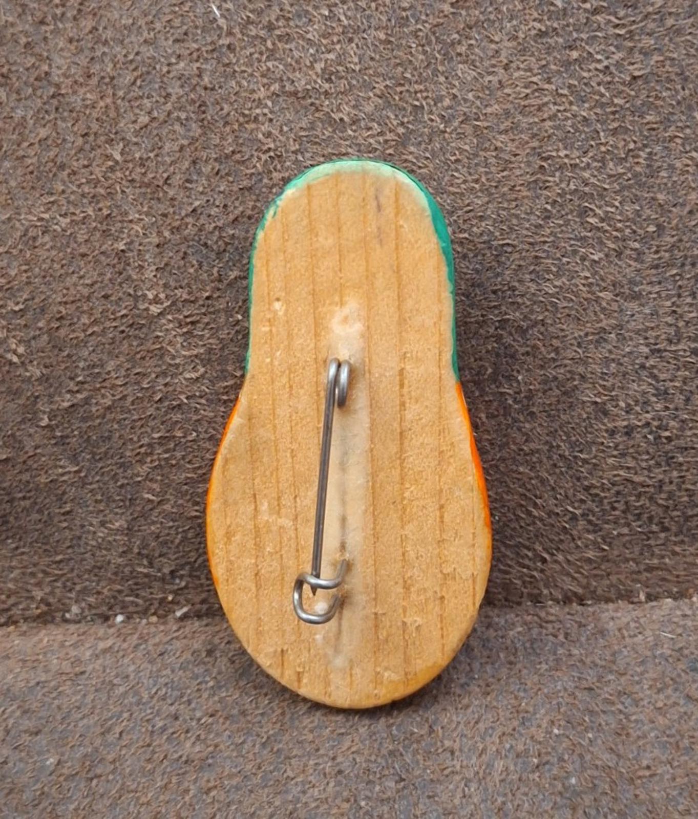 Vintage Wooden Hand Painted Eastern Europe Babushka Brooch