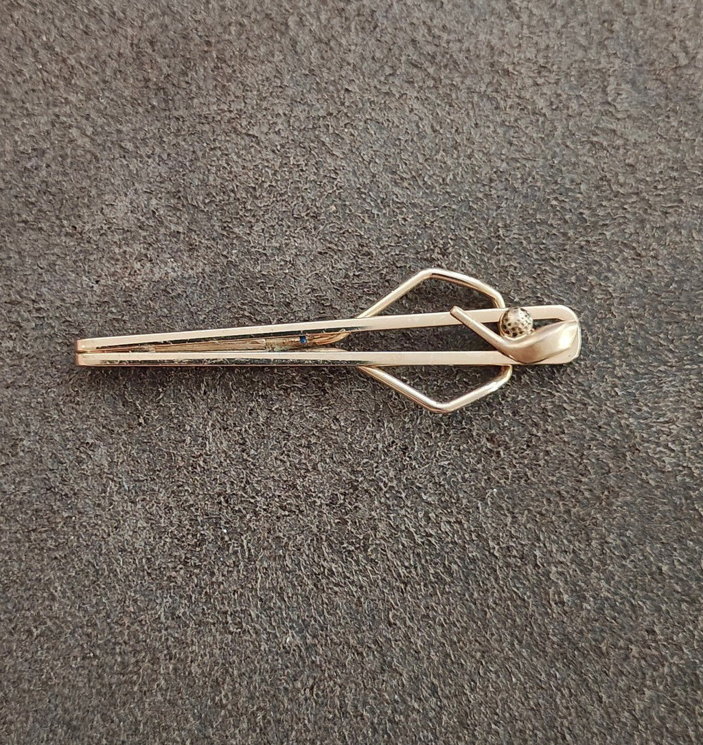 1950s Swank Golf Ball & Club Gold Tone Tie Clip