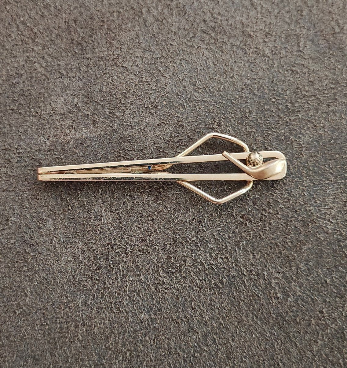 1950s Swank Golf Ball & Club Gold Tone Tie Clip
