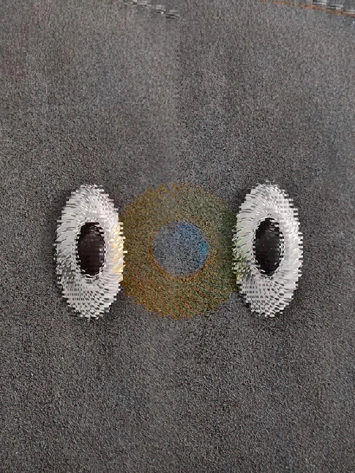 1980's Round Swirl & Black Lucite Resin Cabochon Scarf Clip