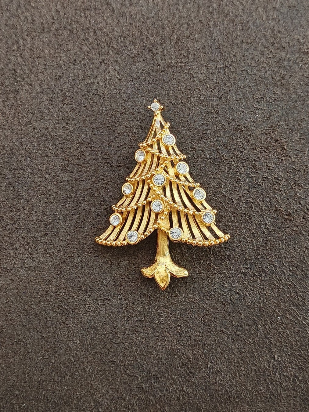 1960s/70s Gold Tone Four-tier Open Slat Christmas Tree Brooch