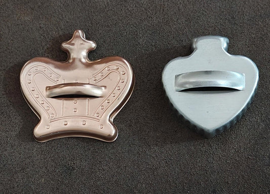 1960s Copper Tone Crown and Silver Tone Spade Cookie Cutters