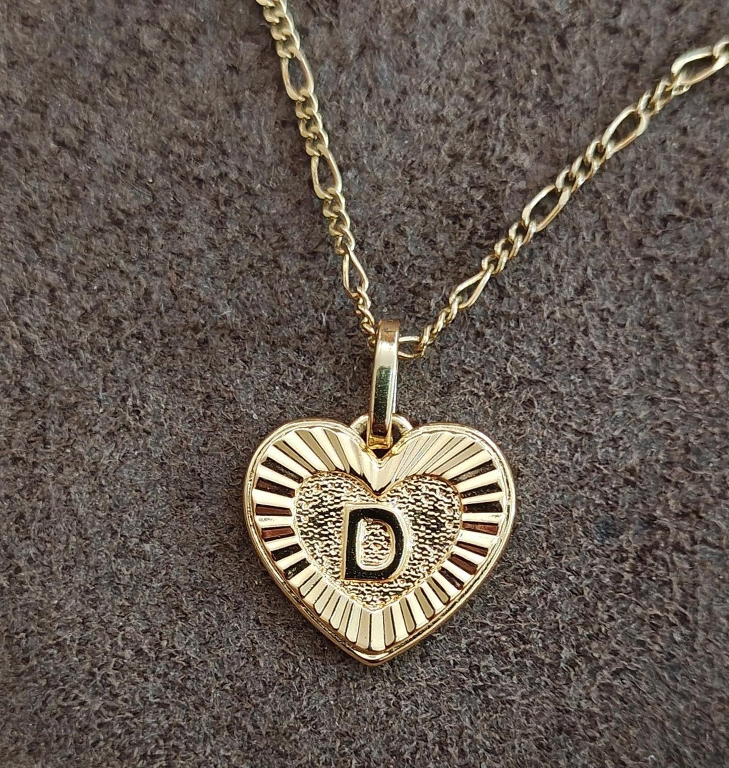 Heart Monogram Initial D Gold Tone Pendant Necklace