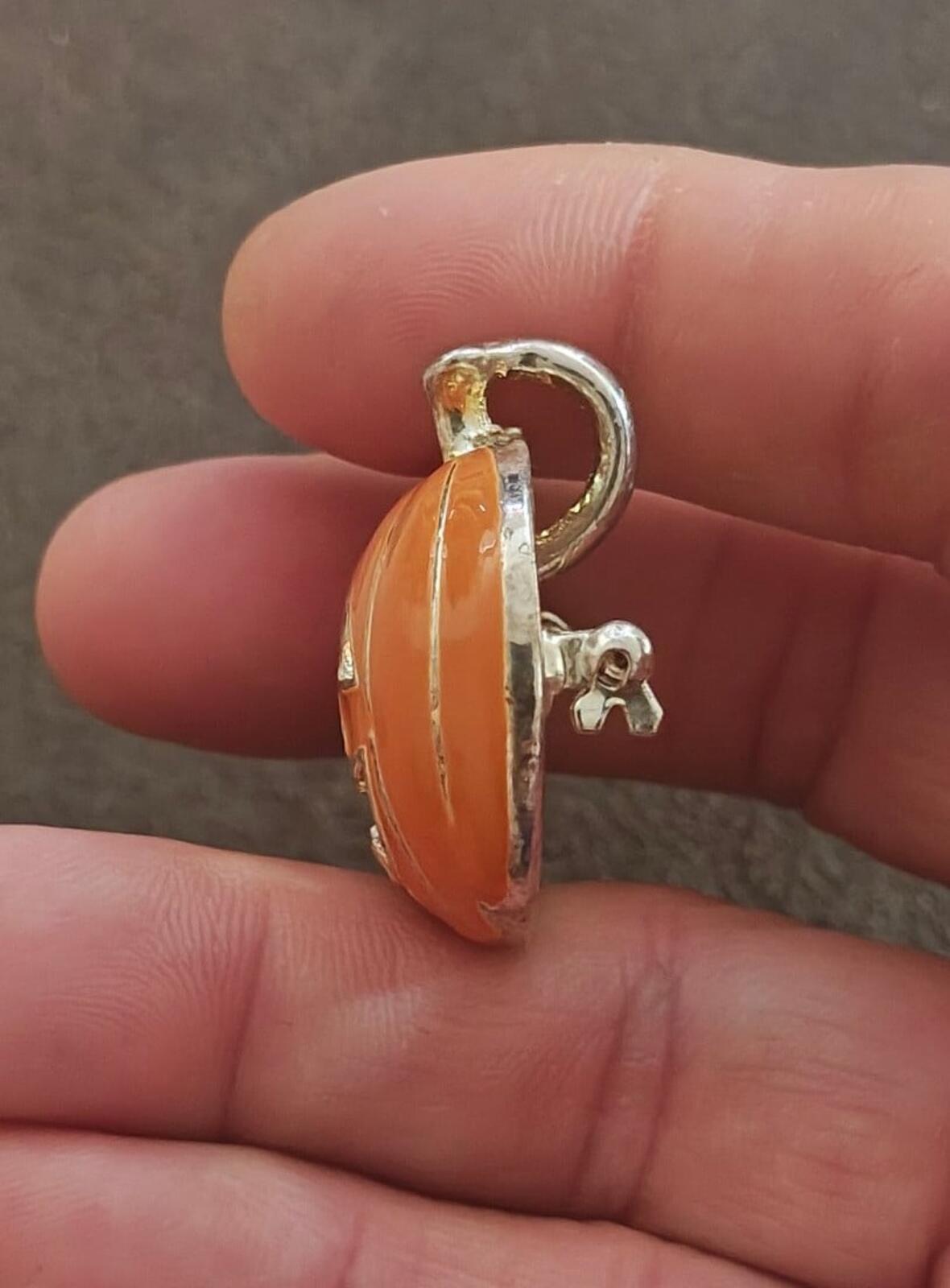 1980s Halloween Jack-O'-Lantern Pumpkin Brooch & Pendant
