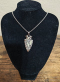 Southwestern Style Silver Tone Arrowhead Mosaic Inlay Pendant Necklace