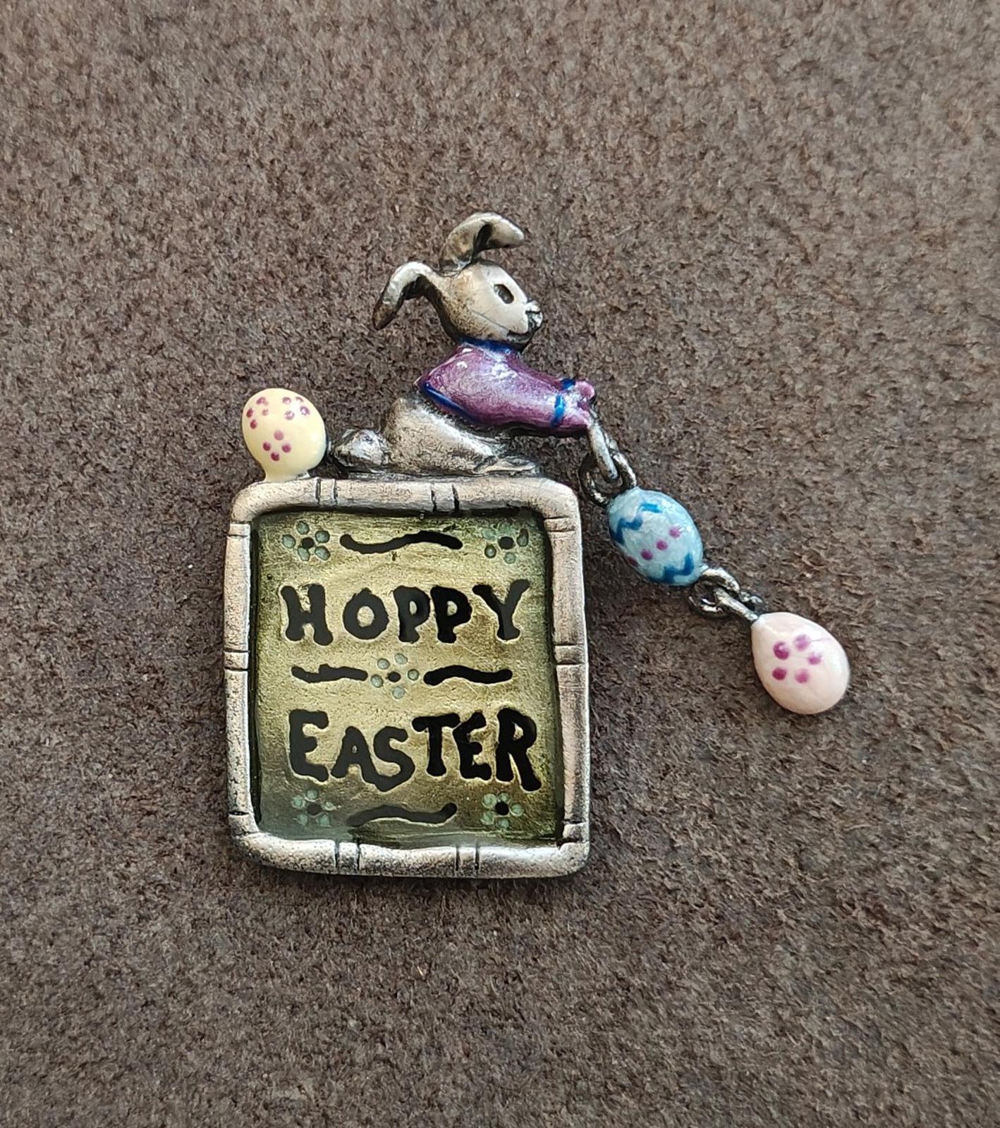 1980s Signed Tanya Creations (TC) "Hoppy Easter" Pewter Brooch Pin