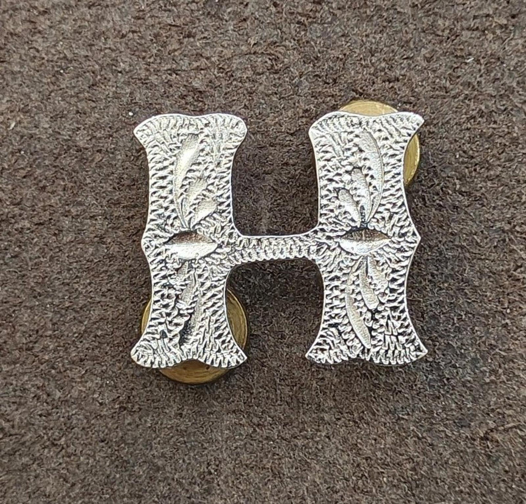 Letter H screwback concho, silver-tone front with small gold-toned back details