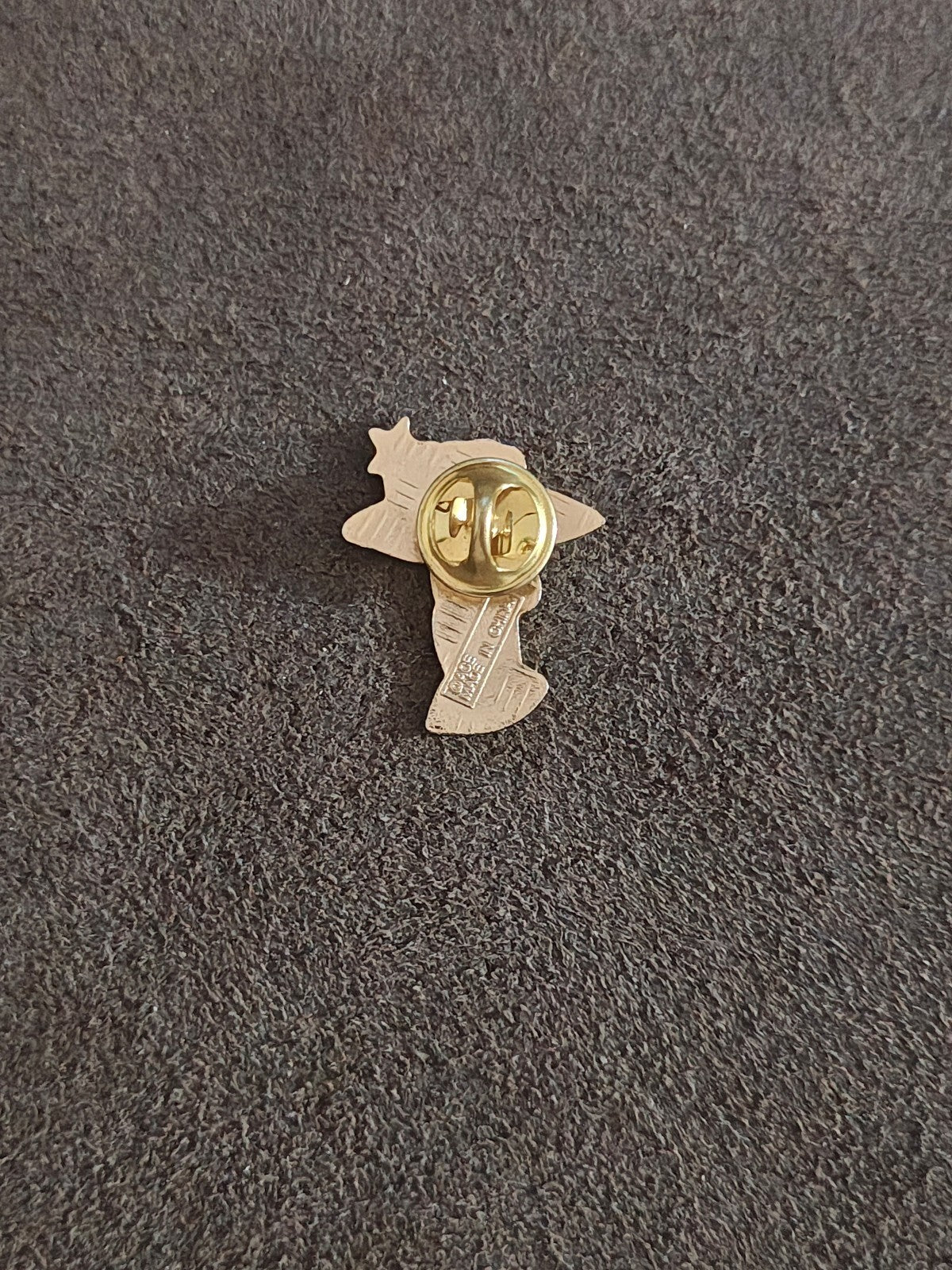 1980s Alaskan Polar Bear Guardian Angel Gold Tone Enamel Pin.