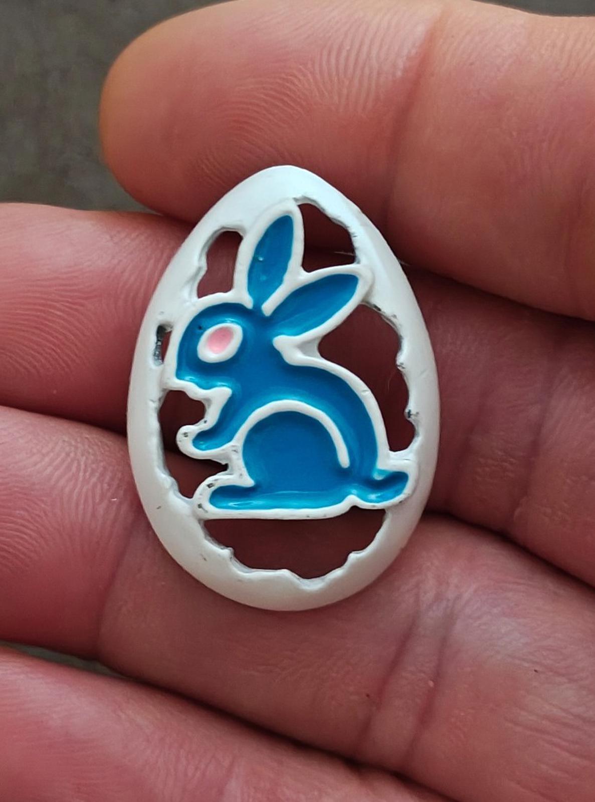 1980's Bunny Rabbit Blue & White Enamel Brooch