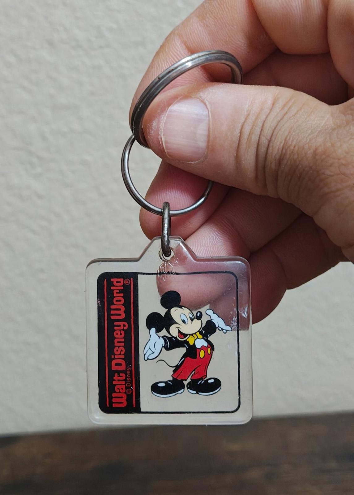 1990's Walt Disney World Mickey Mouse Square Plastic Keychain