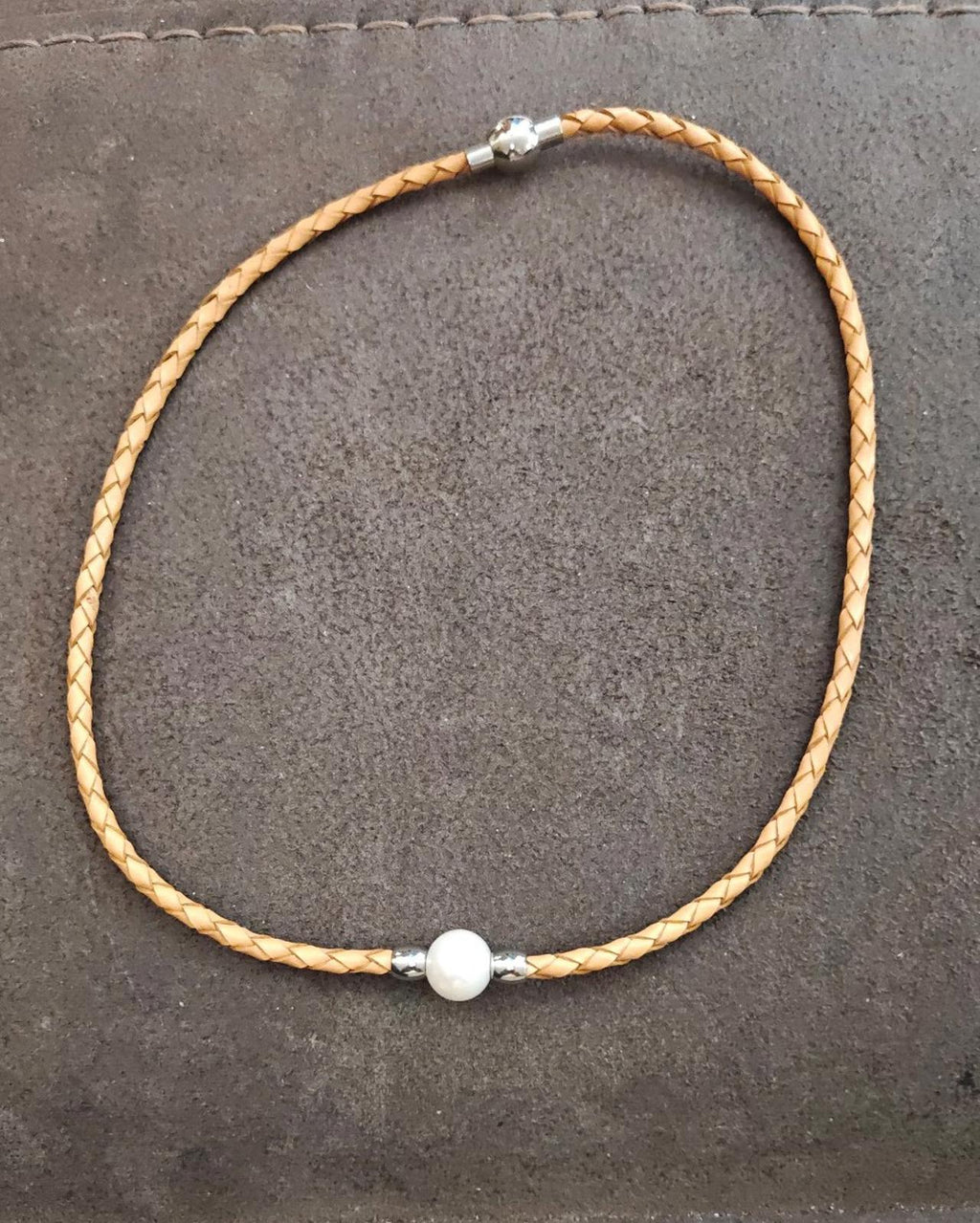 Cultured Freshwater Pearl Imitation Leather Bangle Bracelet & Necklace