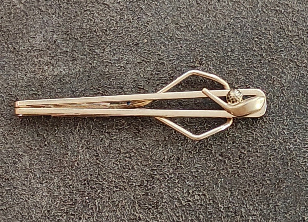 1950s Swank Golf Ball & Club Gold Tone Tie Clip