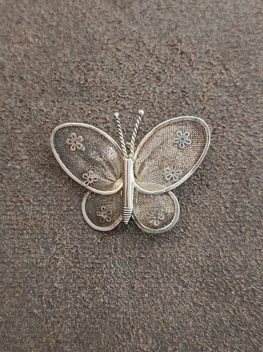 1960s/70s Silver Tone Mesh Butterfly Brooch & Pendant-Dual-Use Pin