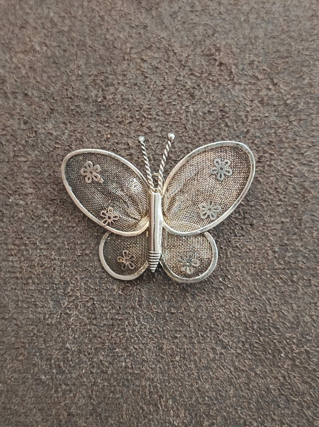 1960s/70s Silver Tone Mesh Butterfly Brooch & Pendant-Dual-Use Pin