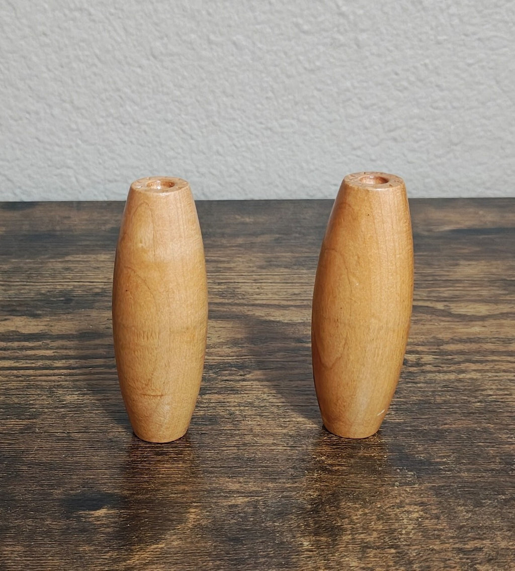 1960s/70s Set Of 2 Wooden Bowling Pins From The Classic Aurora Skittle-Bowl Game
