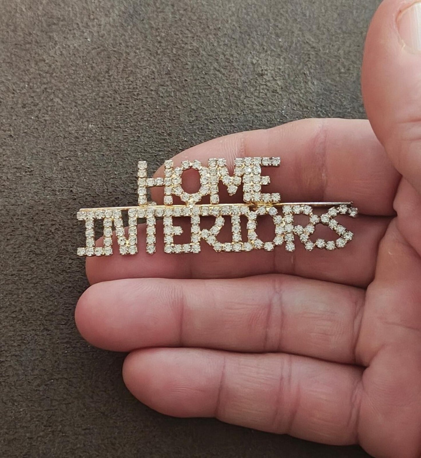 1980s Home Interiors & Gifts Rhinestone Gold Tone Brooch
