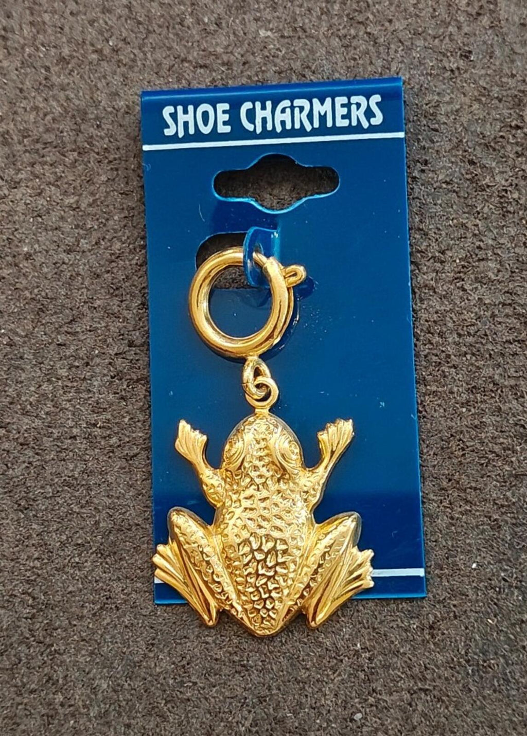 1990s Brass Textured Frog Shoe Charm/Charm