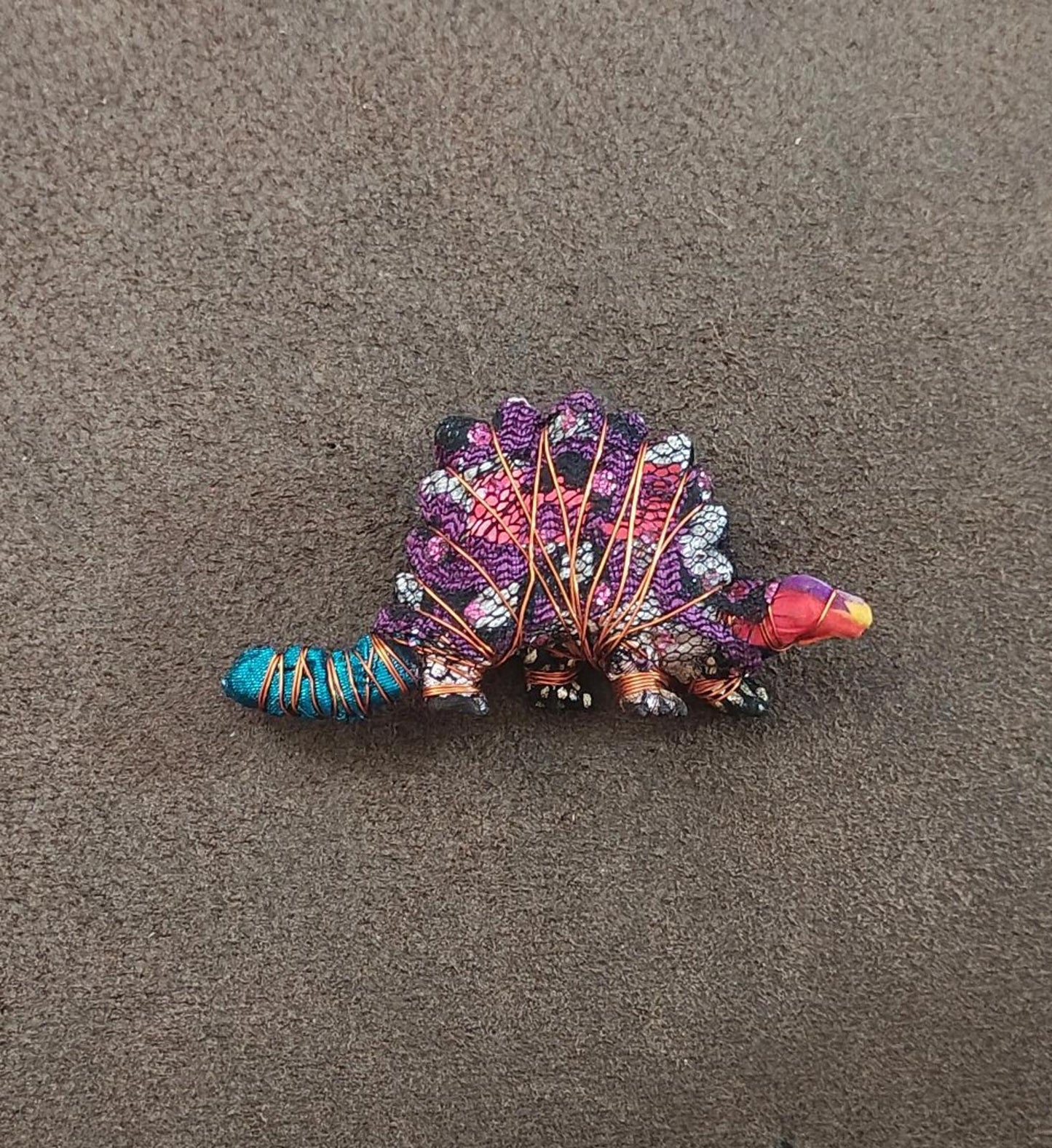 Handcrafted Stegosaurus/Dinosaur Figurine Brooch