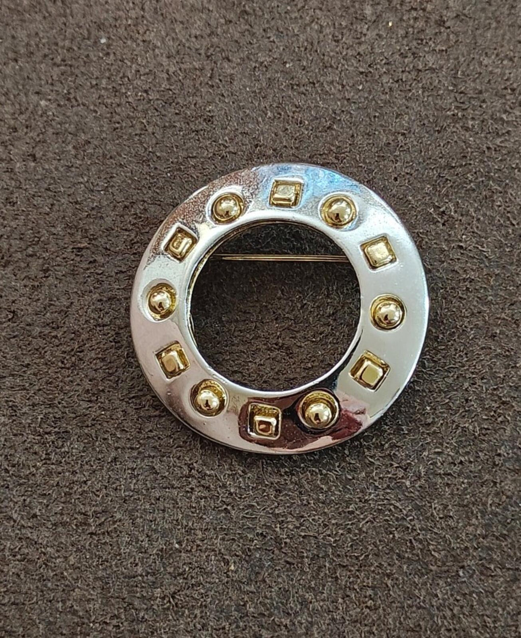 1980s Open Circle Two Tone Brooch Designed By ⁠Danecraft