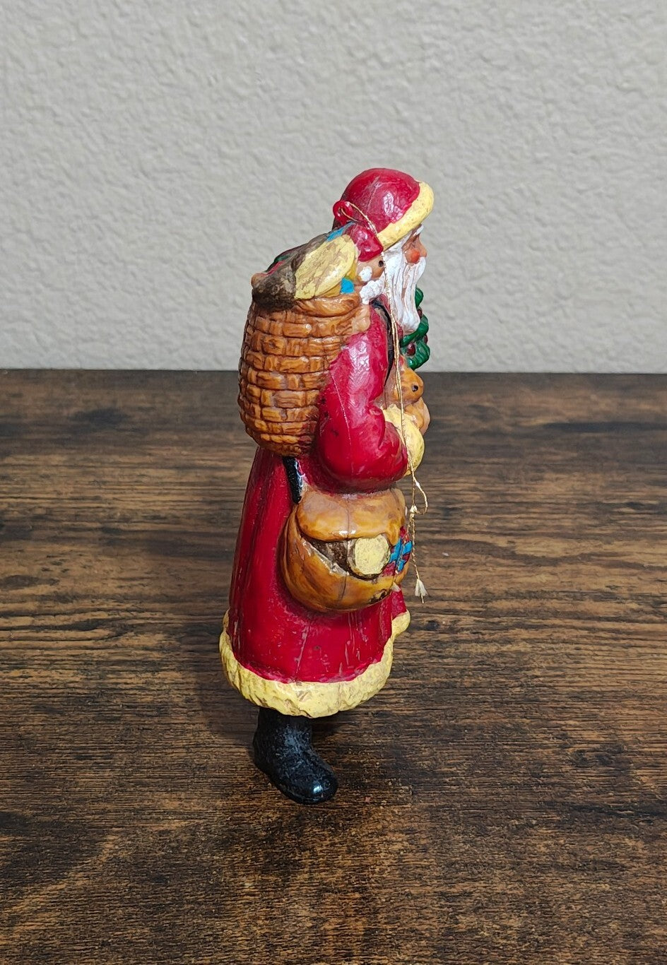 1980s Molded Plastic Santa Claus Figurine Ornament