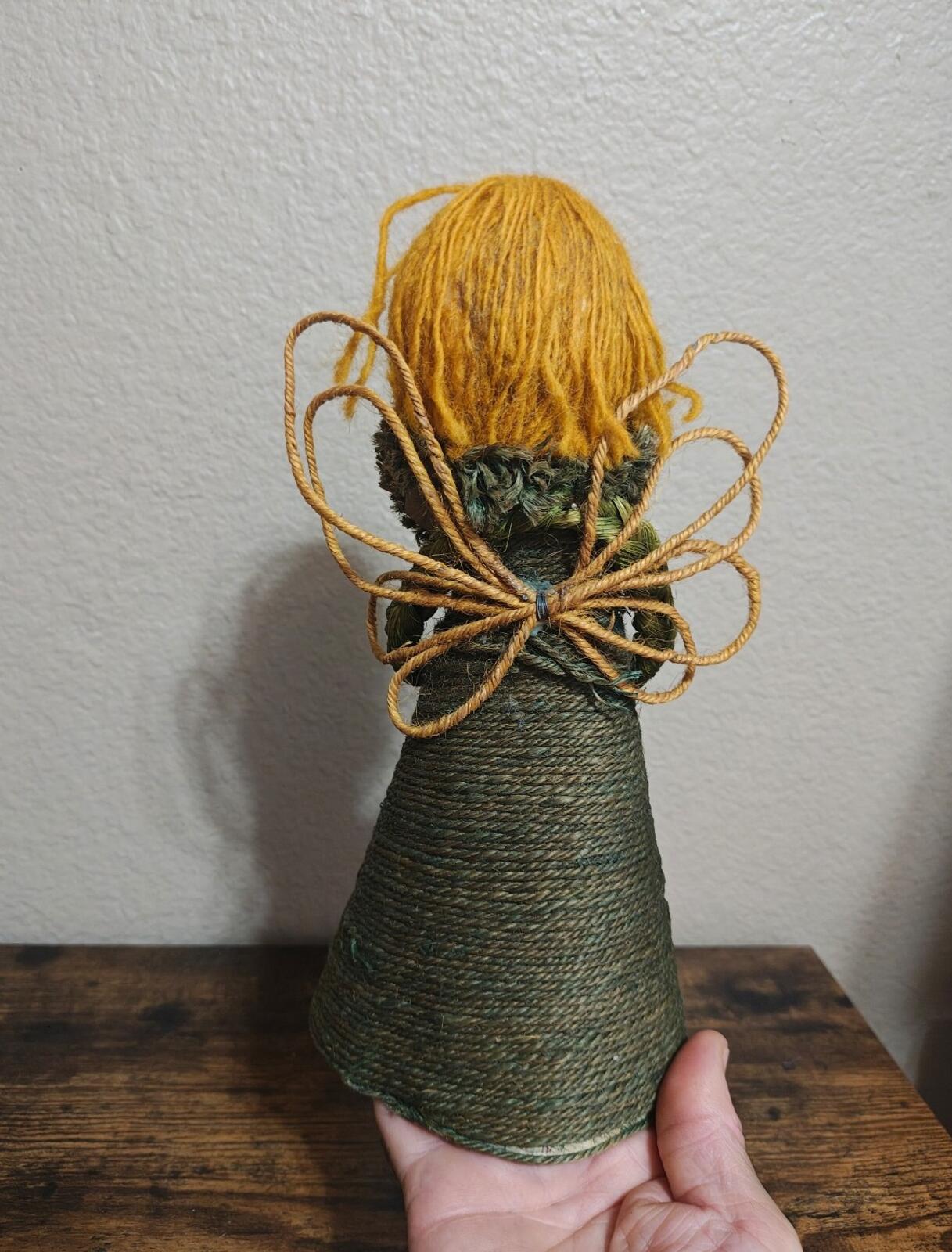 1960s/70s Handcrafted Burlap & Jute Angel Figurine/Tree Topper