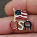 2000 Patriotic Horseshoe Style Letters USA American Flag Enamel Pin