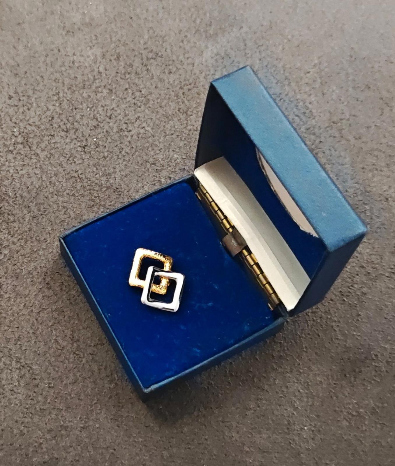 1960s Swank Abstract Link Style Two Tone Textured Tie Tack/Lapel Pin