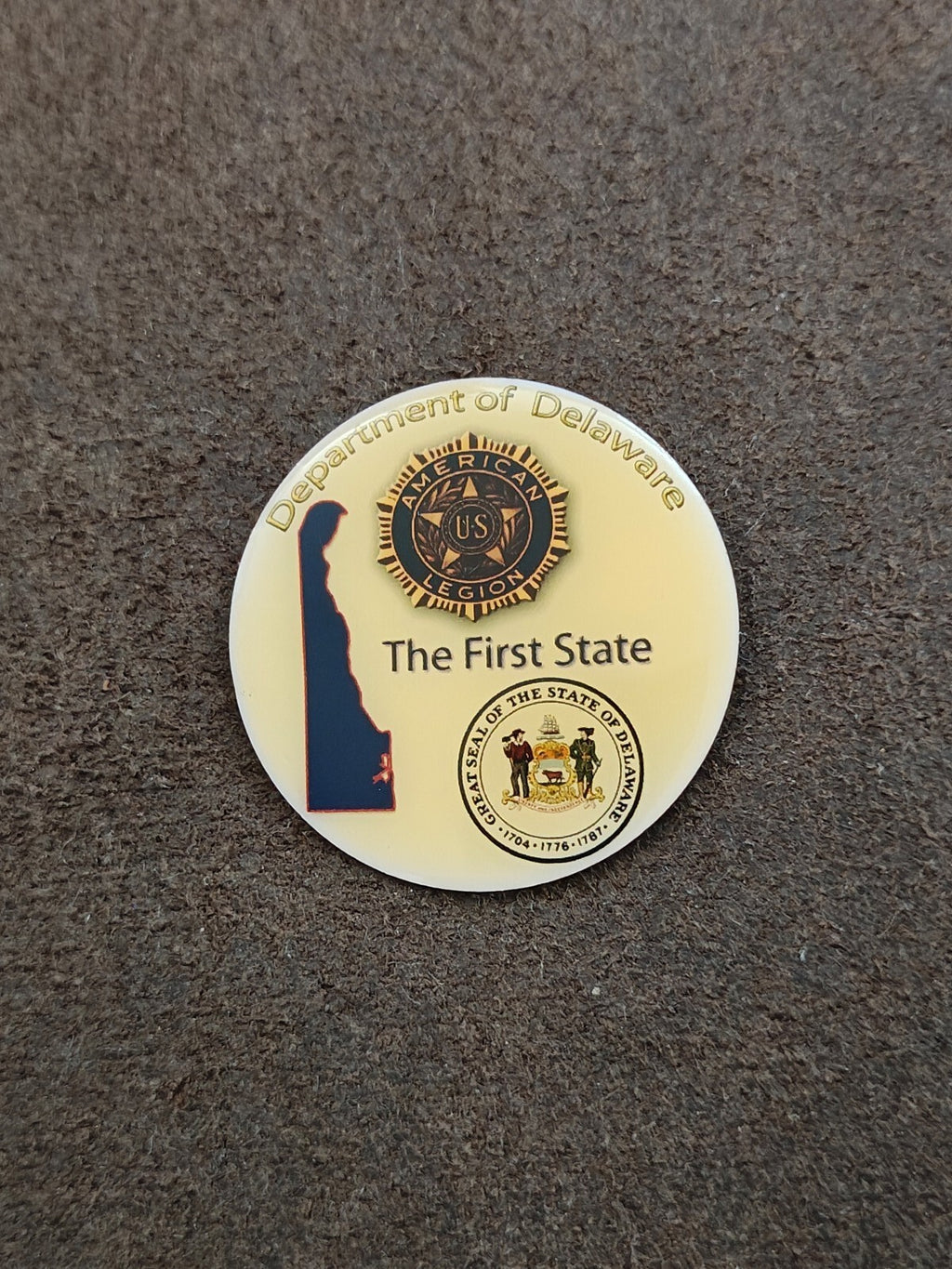 Rare American Legion Department of Delaware Gold Tone Pin